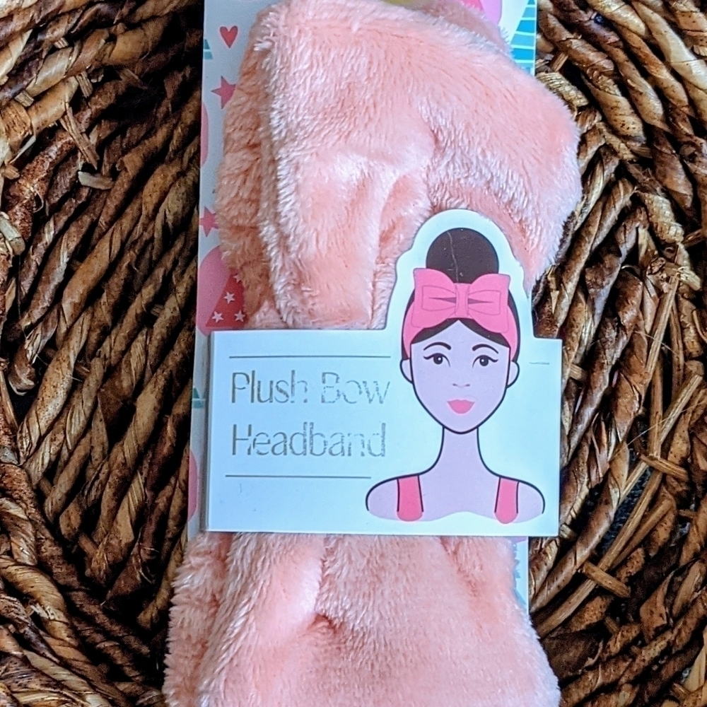 Pink Plush Bow Soft Headband